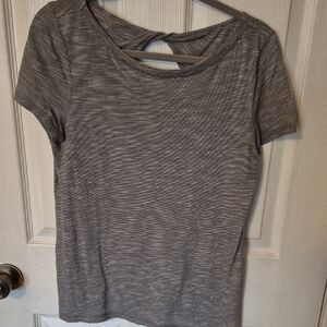 Talbots Gray Short Sleeve Crewneck Tee with Back Twist Detail